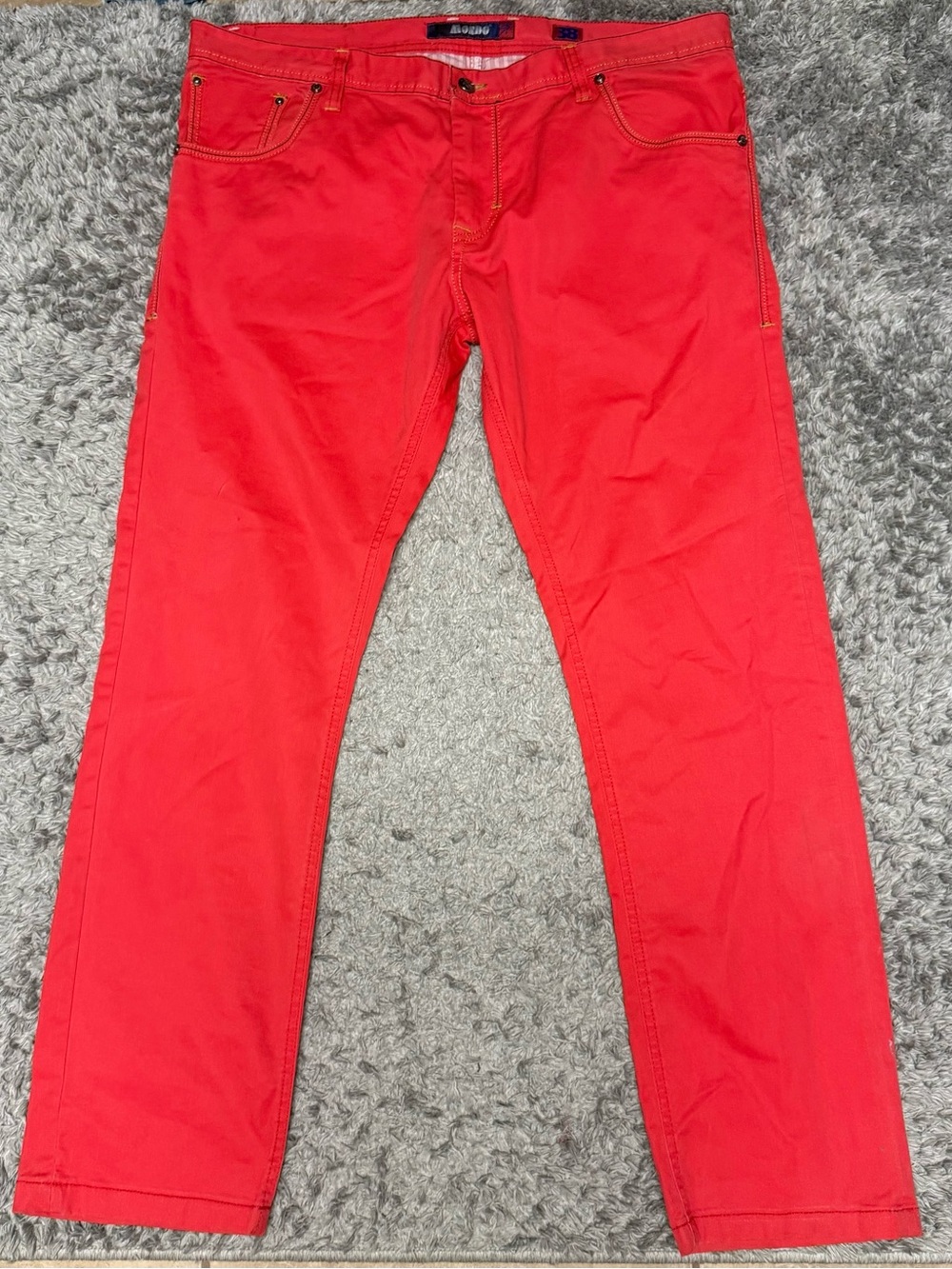 Mondo menswear red slim jeans size 38 waist 34 length